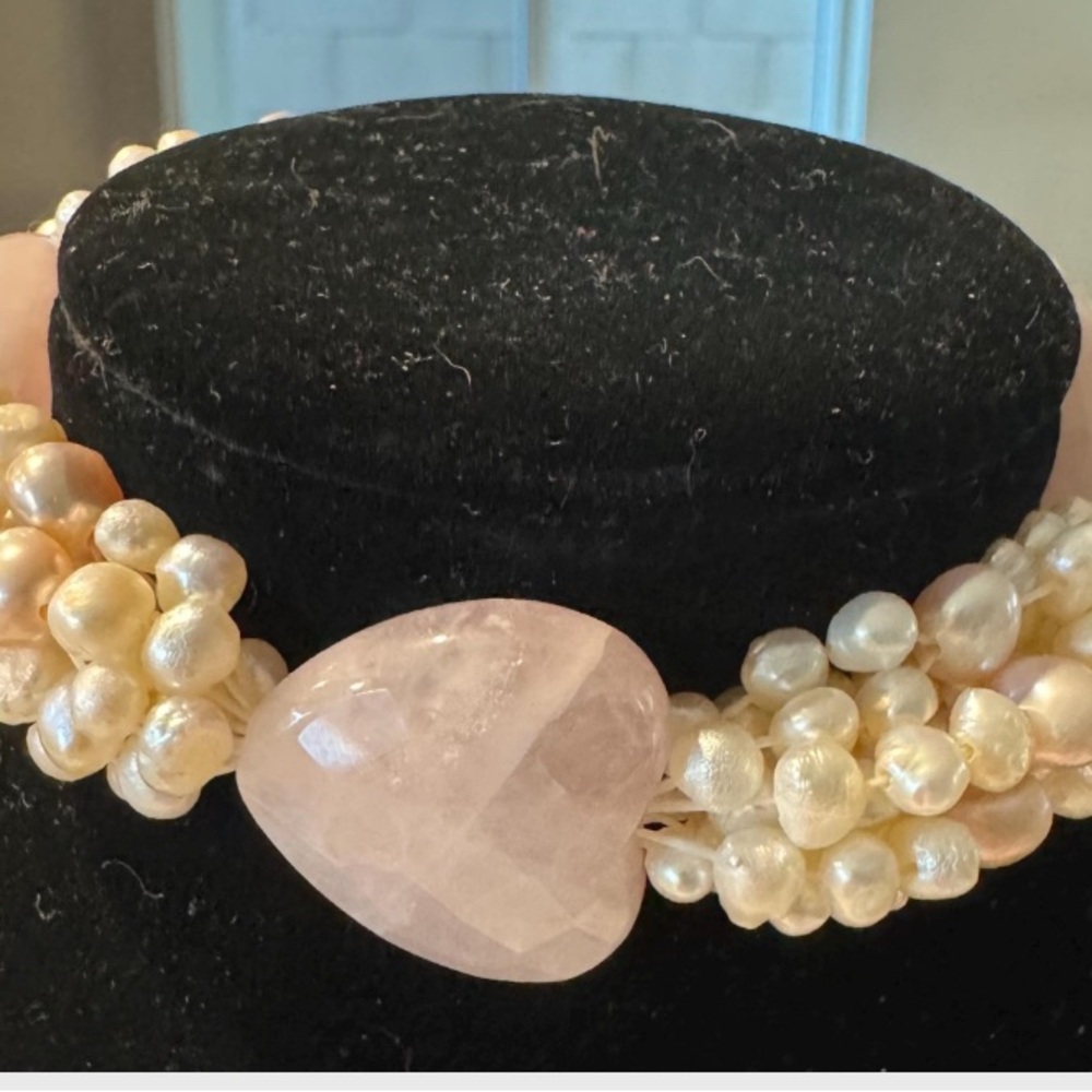 Freshwater Pearl and Pink Quartz Stretch Bracelet